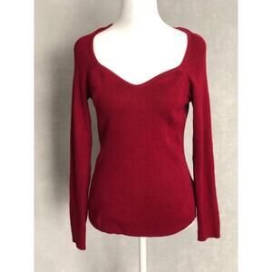 Nina Parker Women's Size 1X Ribbed Bodycon Sweater Burgundy NEW